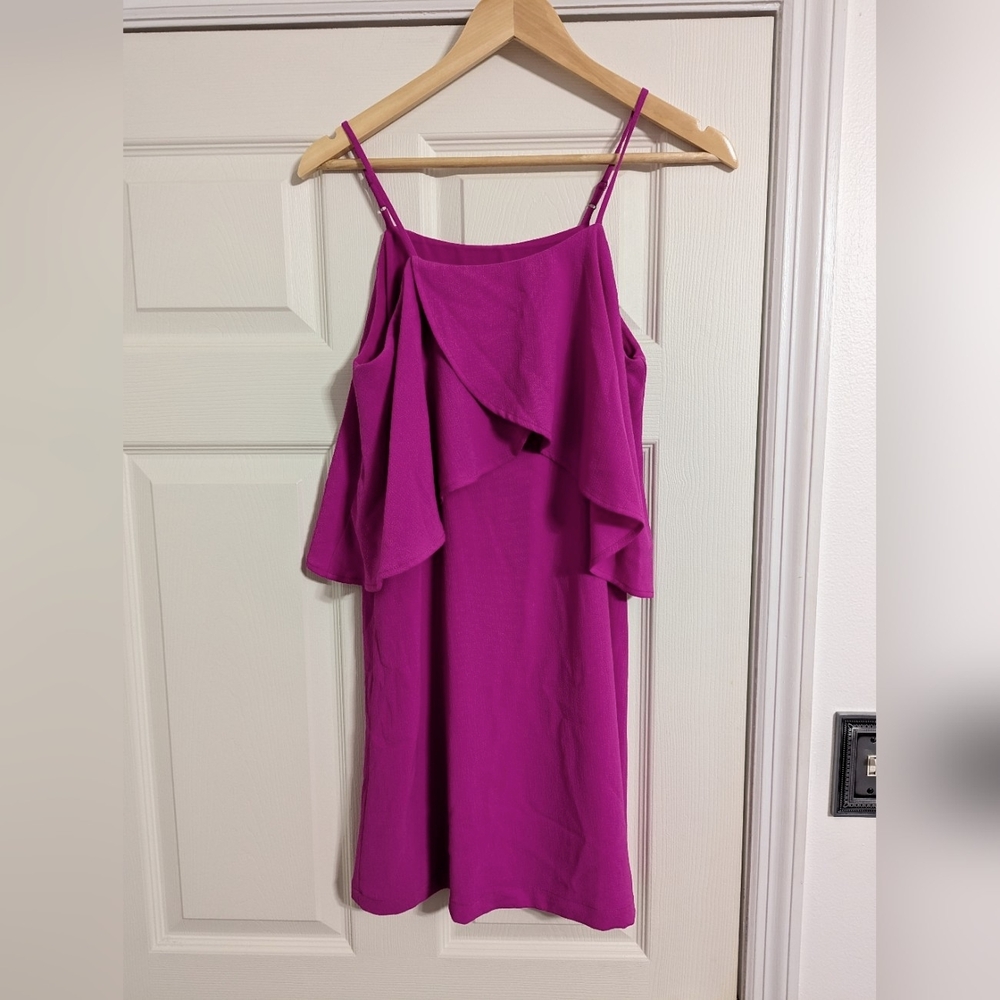 Mabel pink strappy Mini dress ruffle accent size small